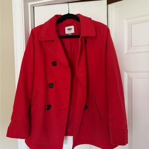 Old Navy Women's Bold Red Pea Coat